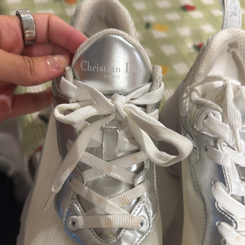 Dior Silver and White Sneakers with Minimalist Design